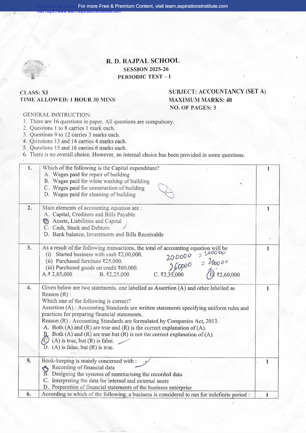 Preview page 1 of 11_Acc_Periodic Test_R.D. Rajpal school_2025-26