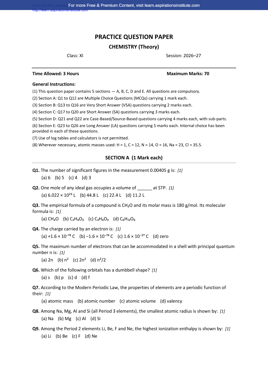 Preview page 1 of 11_Chem_HY Paper 2_2026-27