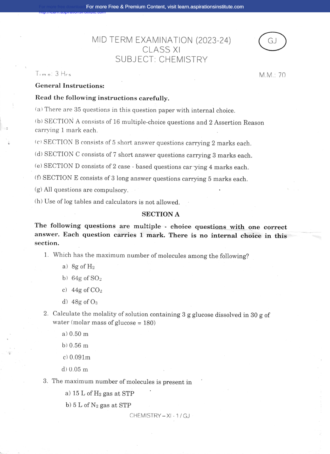 Preview page 1 of 11_Chem_HY Paper_Air Force School_2023-24