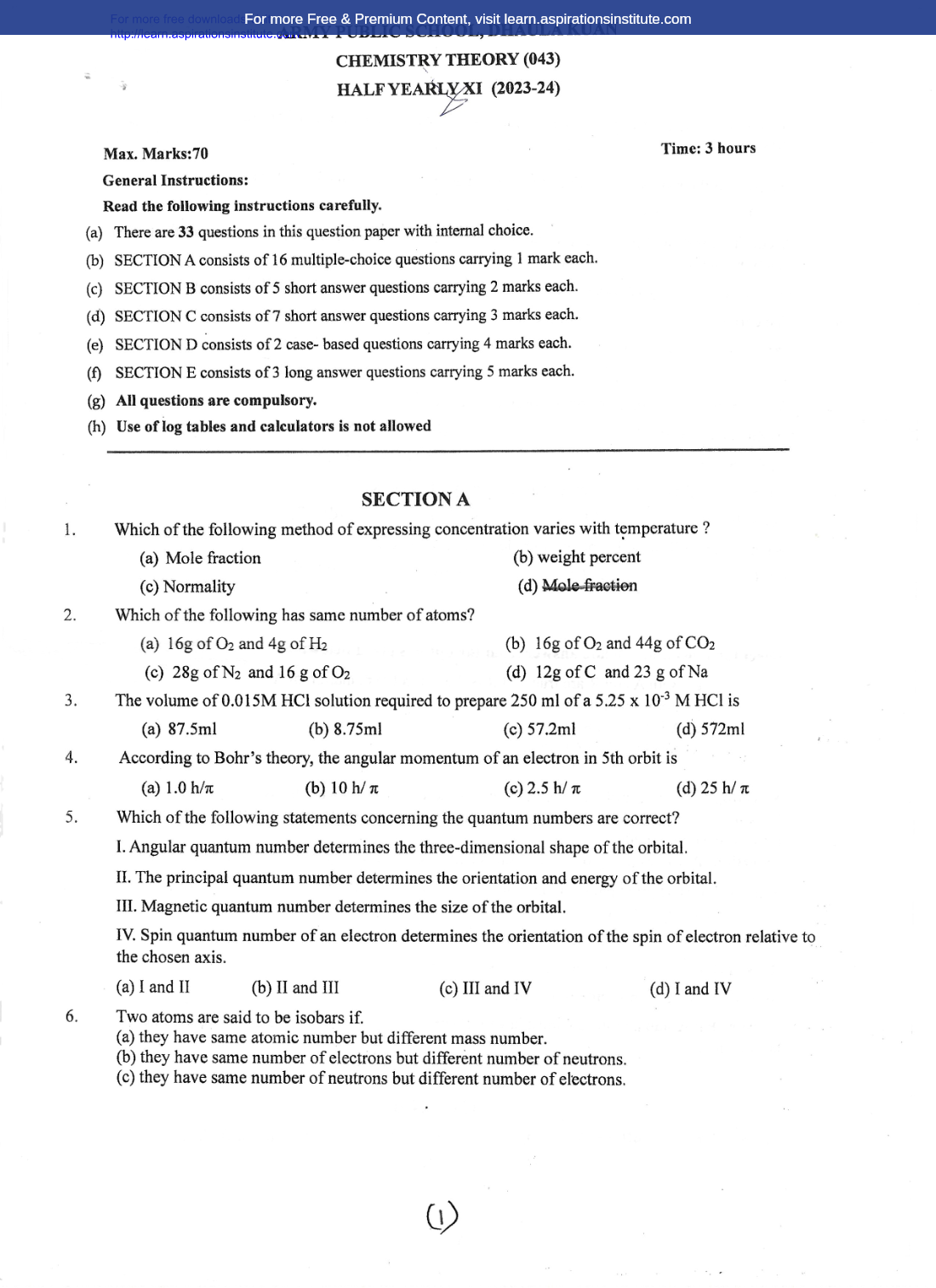 Preview page 1 of 11_Chem_HY Paper_APS School_2023-24