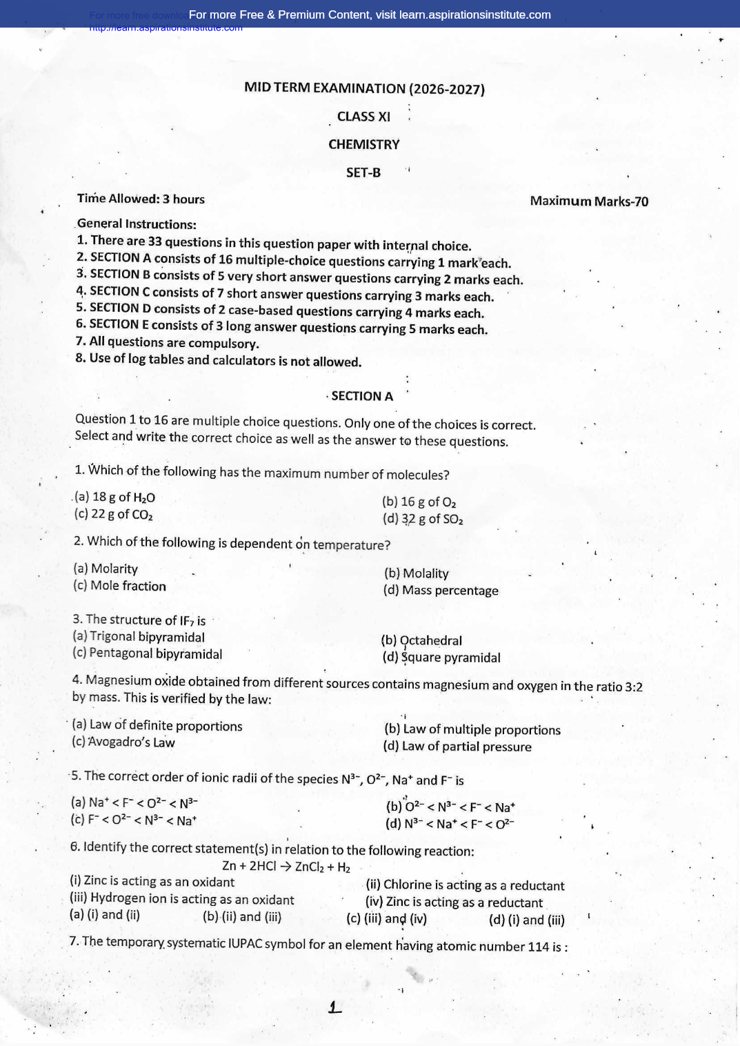 Preview page 1 of 11_Chem_HY Paper_Shiv Vani School_2026-27