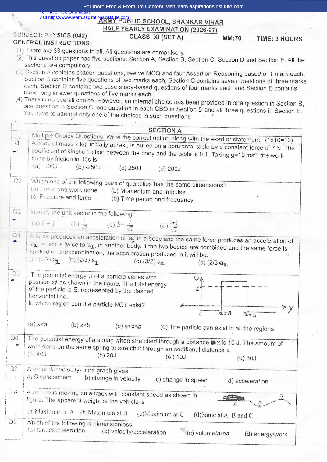 Preview page 1 of 11_Phy_HY Paper_Army Public School_2026-27