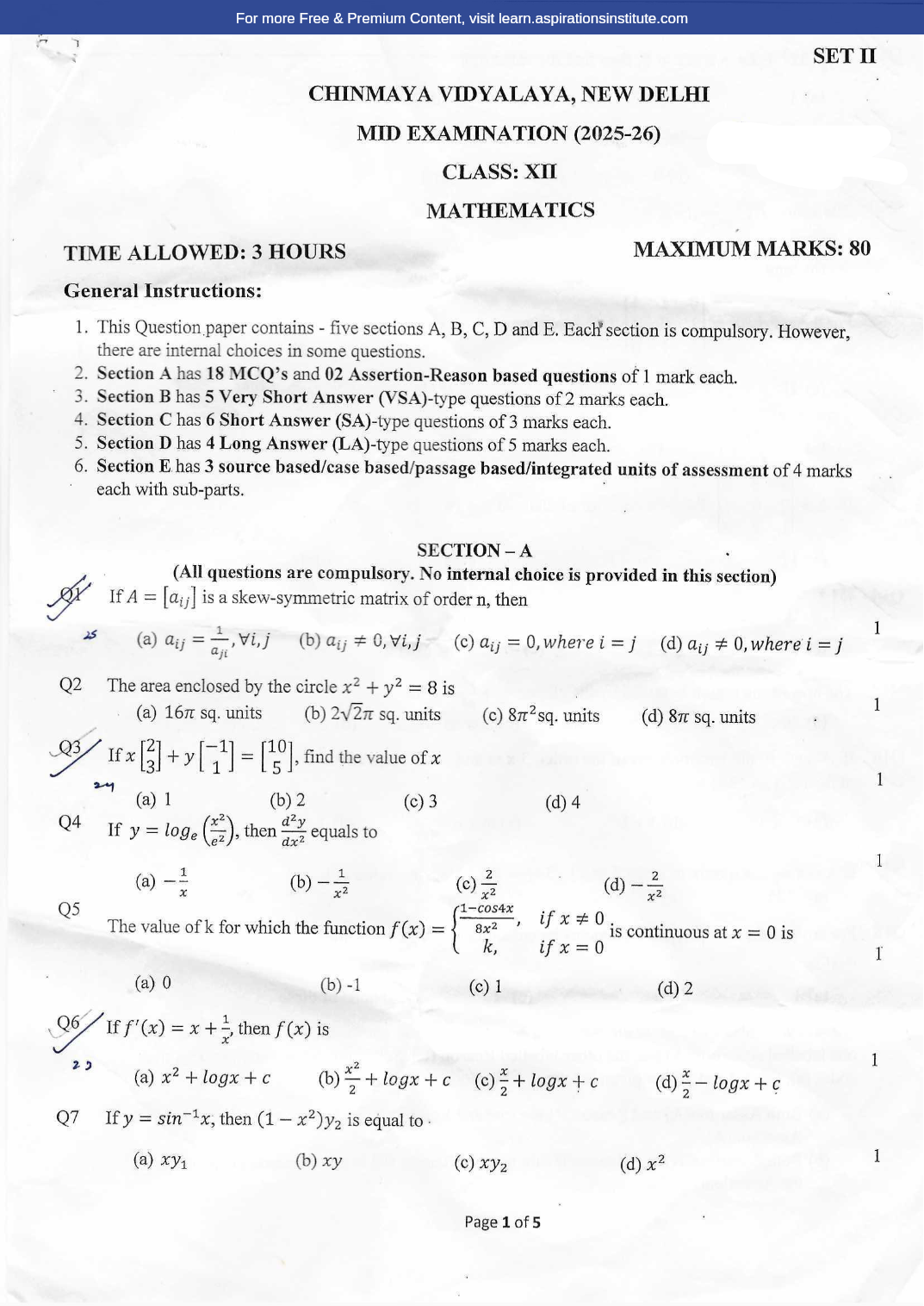 Preview page 1 of 12_Maths_HY Paper_Chinmaya School_2025-26