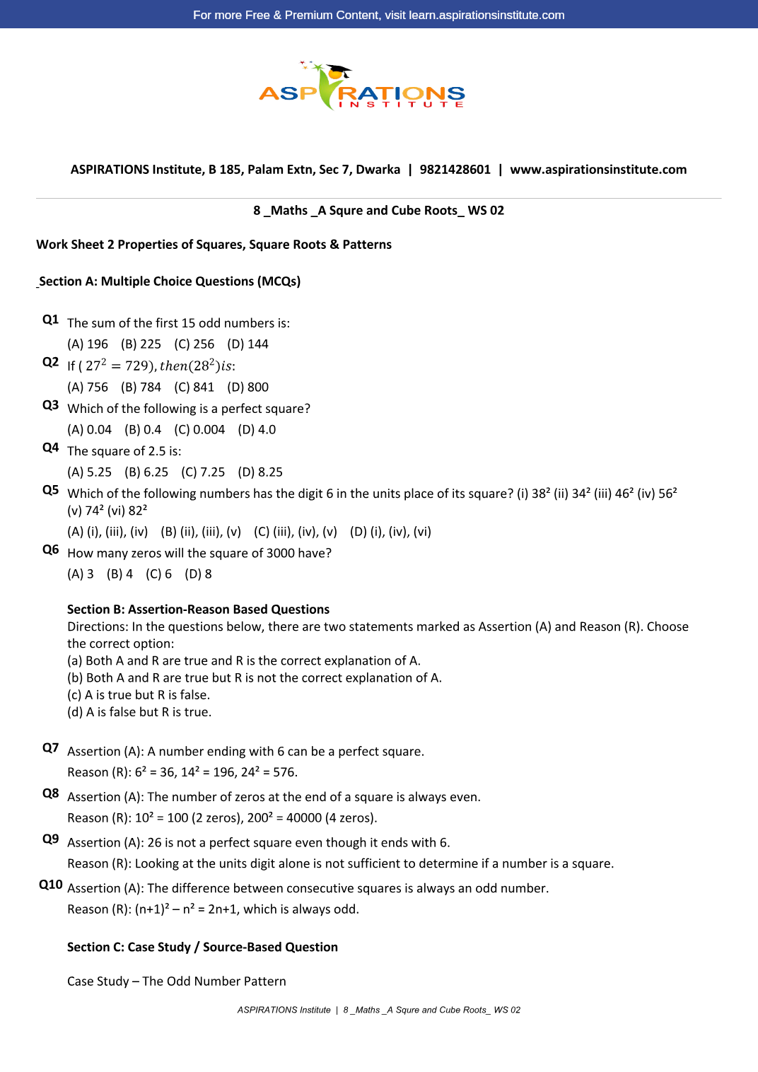 Preview page 1 of 8_Maths_A Square And A Cube Roots_WS02