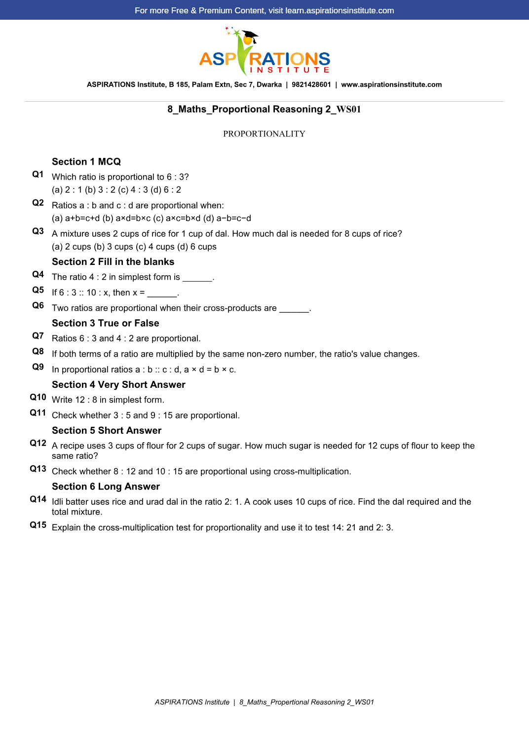 Preview page 1 of 8_Maths_Proportional Reasoning 2_WS01